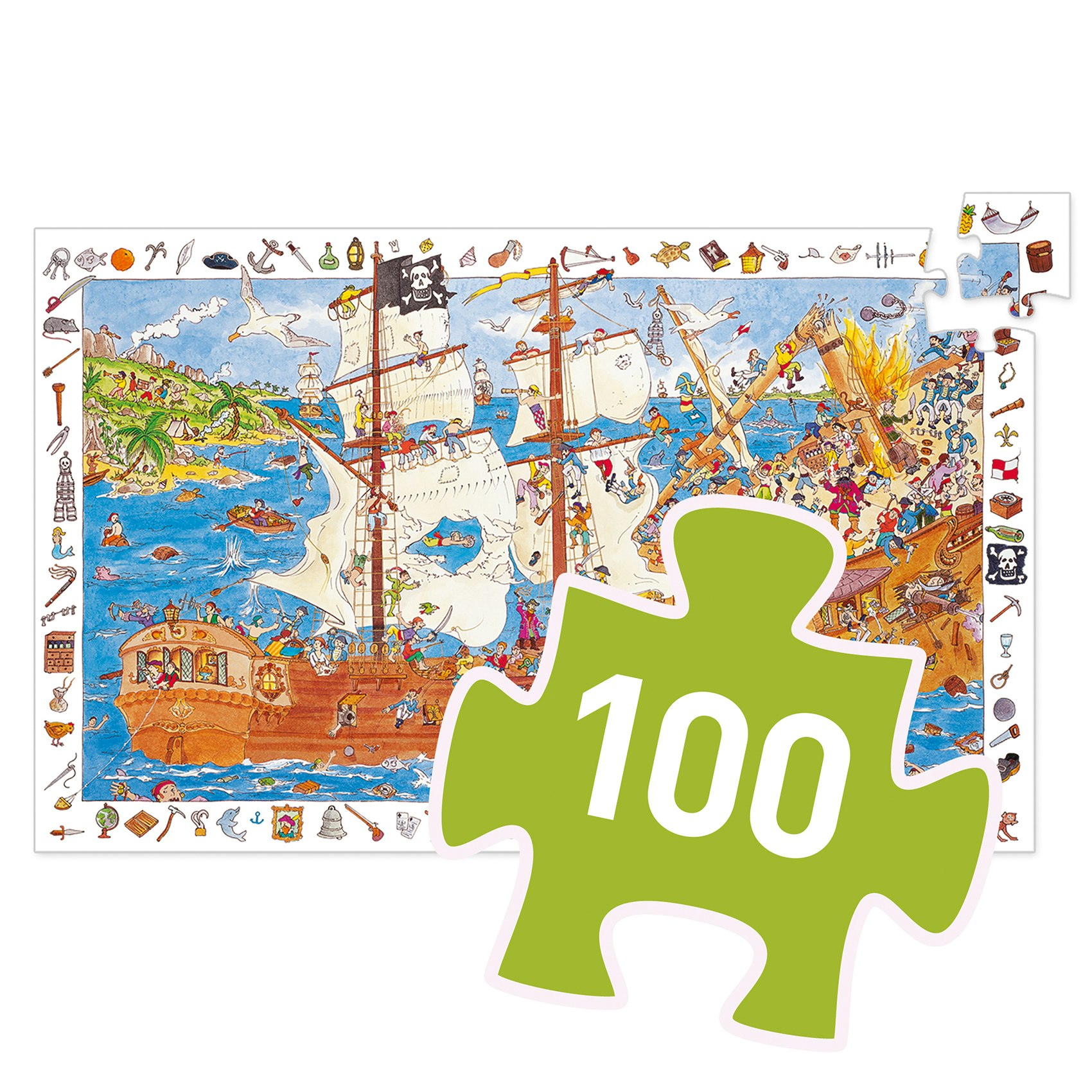 Djeco- Observation puzzle, Pirates, 100 pcs - FSC MIX