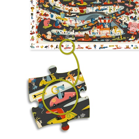 Djeco- Observation puzzle, Car Rally, 54 pcs - FSC MIX