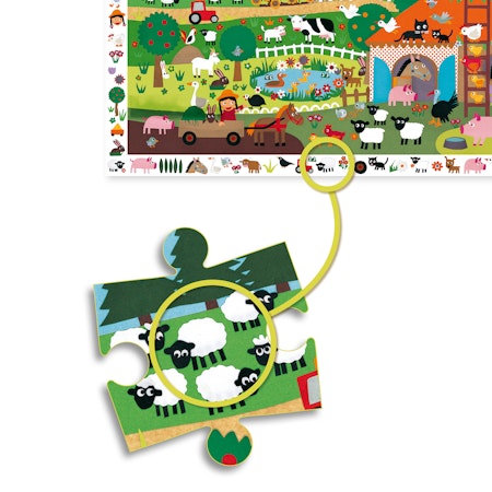 Djeco- Observation puzzle, The Farm, 35 pcs - FSC MIX