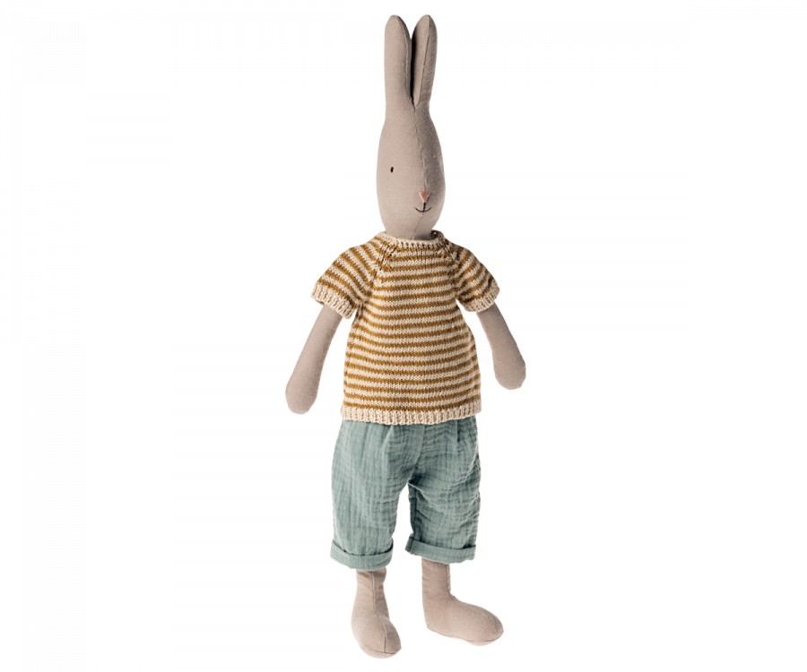 Maileg- Rabbit/ kanin size 3, Classic - stickad tröja och fina byxor SS24
