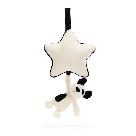 Jellycat- Bashful Black & Cream Puppy Musical Pull/ speldosa.