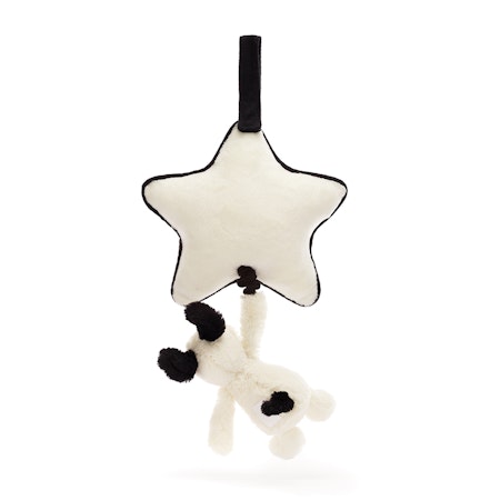 Jellycat- Bashful Black & Cream Puppy Musical Pull/ speldosa.