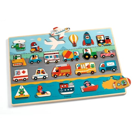 Djeco- Puzzlo Vroom - FSC 100%, 22 pcs