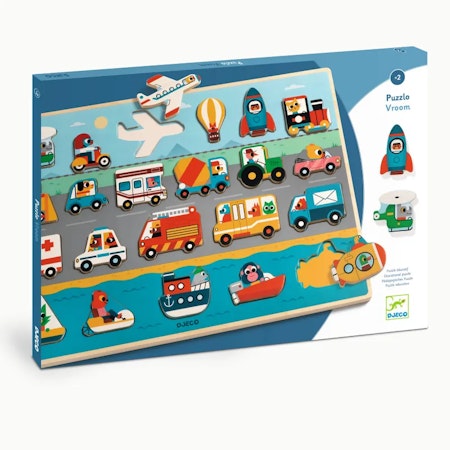 Djeco- Puzzlo Vroom - FSC 100%, 22 pcs