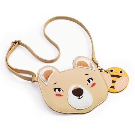 Djeco- Shoulder Bag with Mini Wallet/ förtjusande axelväska i konstläder- Bear