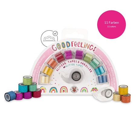 Trendhaus- GOOD FEELINGS Rainbow Glitter Tejp incl tejphållare, set om 12 delar