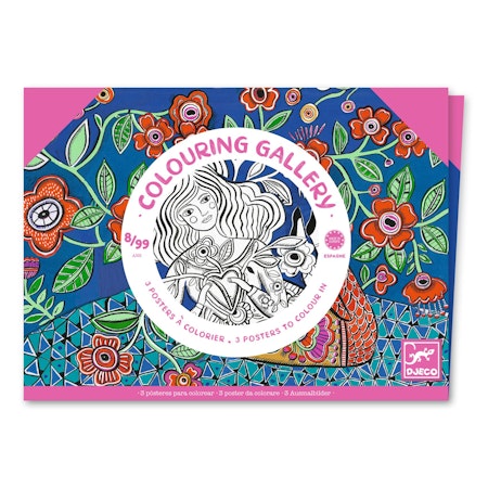 Djeco- Colouring Gallery - Blooms / Målar alt klisterbok. Pyssla.