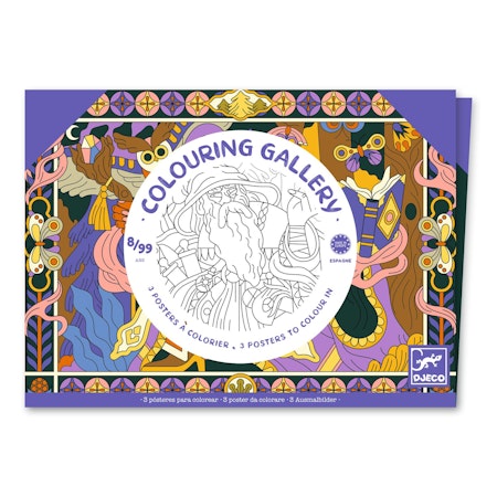 Djeco- Colouring Gallery - Heroic / Målar alt klisterbok. Pyssla.