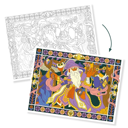 Djeco- Colouring Gallery - Heroic / Målar alt klisterbok. Pyssla.