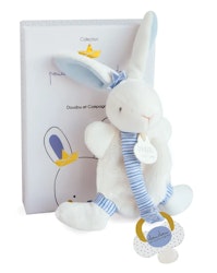Doudou Et Compagnie- LAPIN MATELOT - Comforter Bunny with Pacifier Holder/ Snutte med Napphållare.