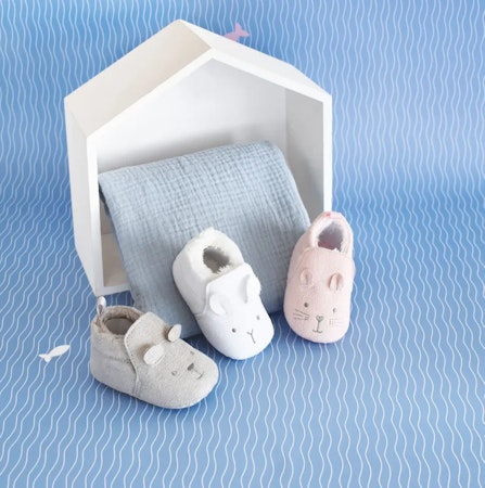 Doudou Et Compagnie- BABY BOOTIES Grey, 0-6 months