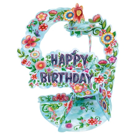 Santoro- Pendulum Card - Happy Birthday - Floral
