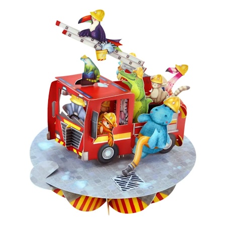 Santoro- Pirouettes Card - Animal Firetruck