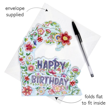 Santoro- Pendulum Card - Happy Birthday - Floral