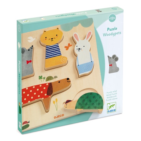 Djeco- Reliefpuzzle, Woodypets, 5 pcs