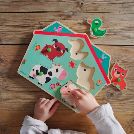 Djeco- Sound Puzzle - Ouaf Woof, 5 pcs
