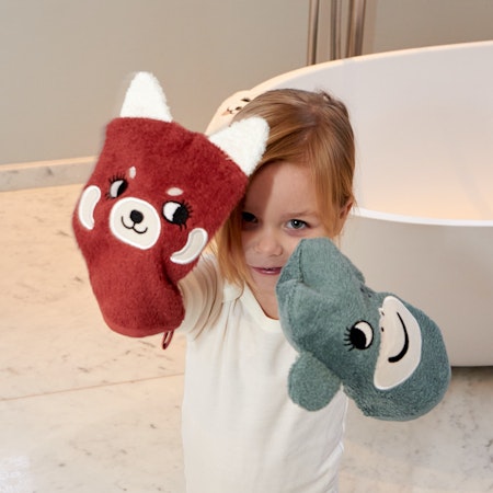 Roommate- Wash Gloves - MONKEY, RED PANDA, DOG, set med 3