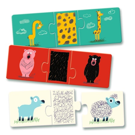 Djeco- Puzzle Trio Naked Animals