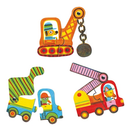 Djeco- Puzzle Duo, Articulo vehicles