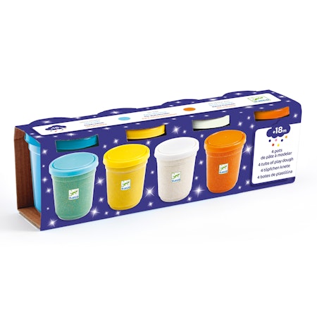 Djeco- 4 pots of glittery play dough/ lera