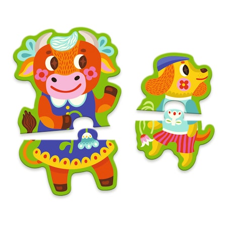 Djeco- Puzzle Duo - Big And Small On the Farm - FSC MIX, 16 pcs