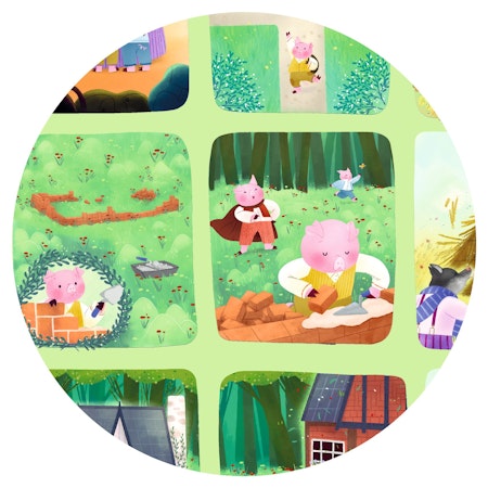 Djeco- Story Puzzle, The Three Little Pigs - 35 pcs - FSC MIX