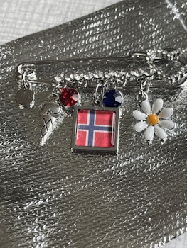 17mai-nål med flagg i glass og ramme