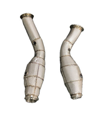MERCEDES E43 AMG DOWNPIPES MED RACEKATALYSATOR + VÄRMESKYDD