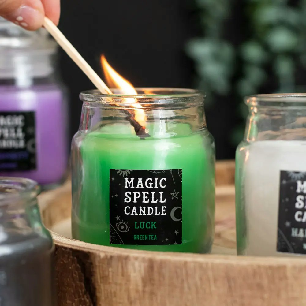 Magic Spell Candle 'Luck' Jar | Grönt Te doftljus ritualljus