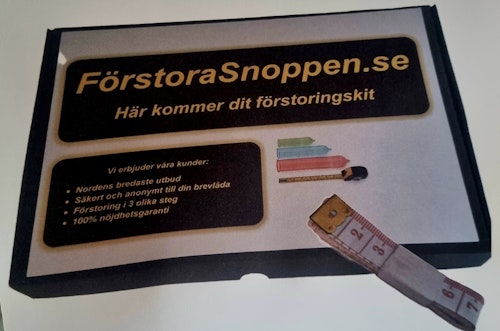 FörstoraSnoppen.se samt ett måttband - Stor kartong!