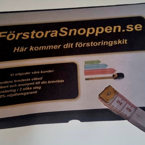 FörstoraSnoppen.se samt ett måttband - Stor kartong!