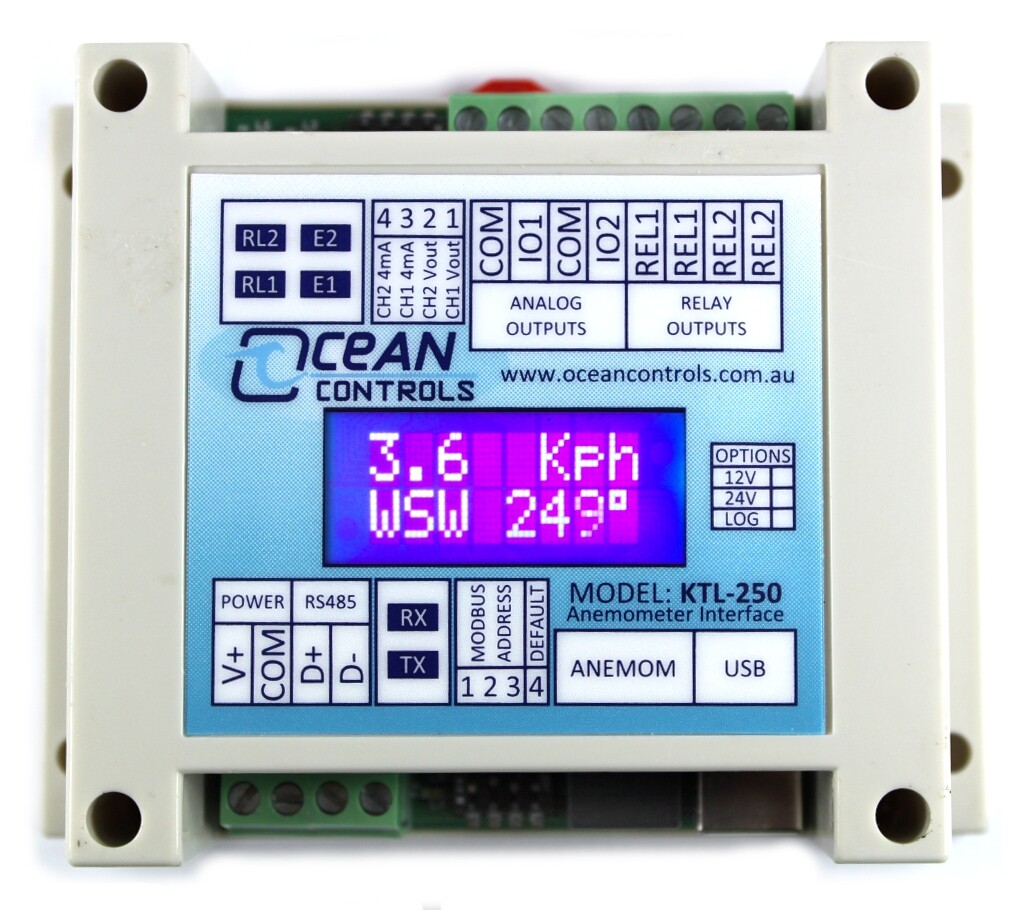 Modbus Anemometer Interface med LCD-display (MODBUS-KTL_250)