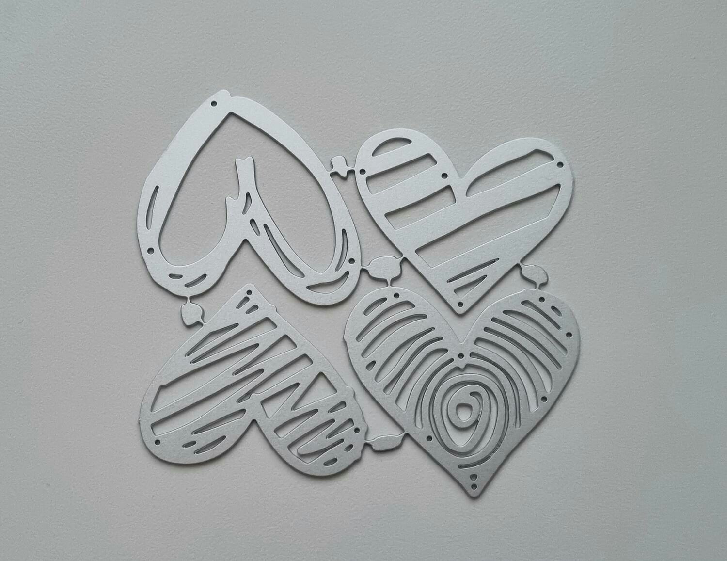 Scrapbooking, dies, cutting dies (hjärtan, 4 st)