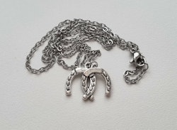 Silverfärgat halsband med hästskor, berlock / charm