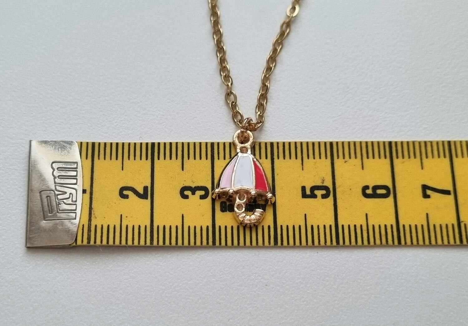 Guldfärgat halsband med ett paraply, berlock / charm