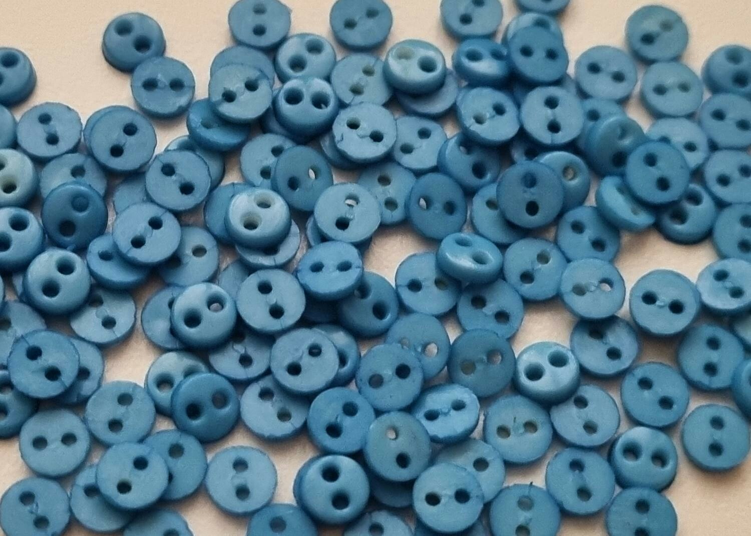 30 st blå knappar / dockknappar miniatyrer (4 mm)