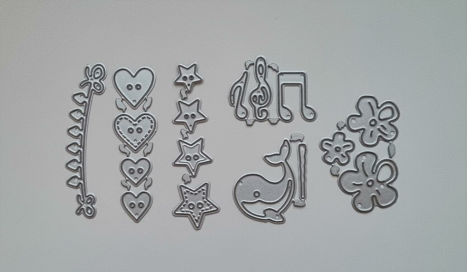 Scrapbooking, 6 st dies, cutting dies (blandade)