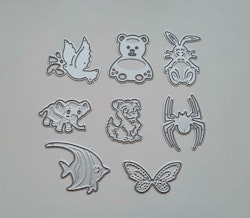 Scrapbooking, 7 st dies, cutting dies (djur)