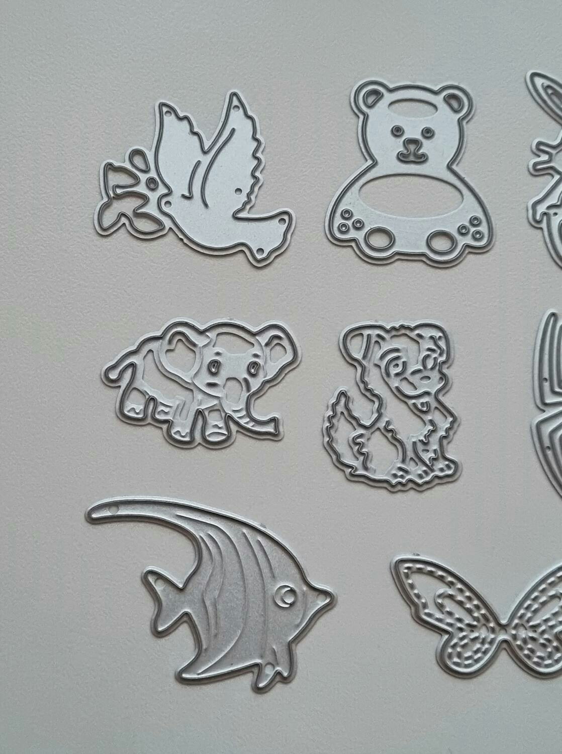 Scrapbooking, 7 st dies, cutting dies (djur)