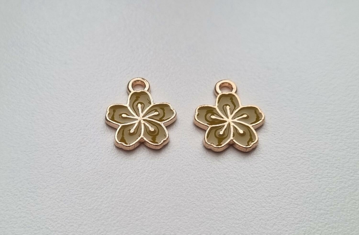 2 st mörkgula blommor, berlocker charms