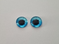 2 st drakögon kattögon i glas, glasinfattningar, cabochoner (12 mm)