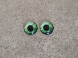 2 st drakögon kattögon i glas, glasinfattningar, cabochoner (12 mm)