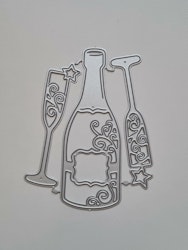 Scrapbooking, dies, cutting dies (Champagneflaska och två glas)