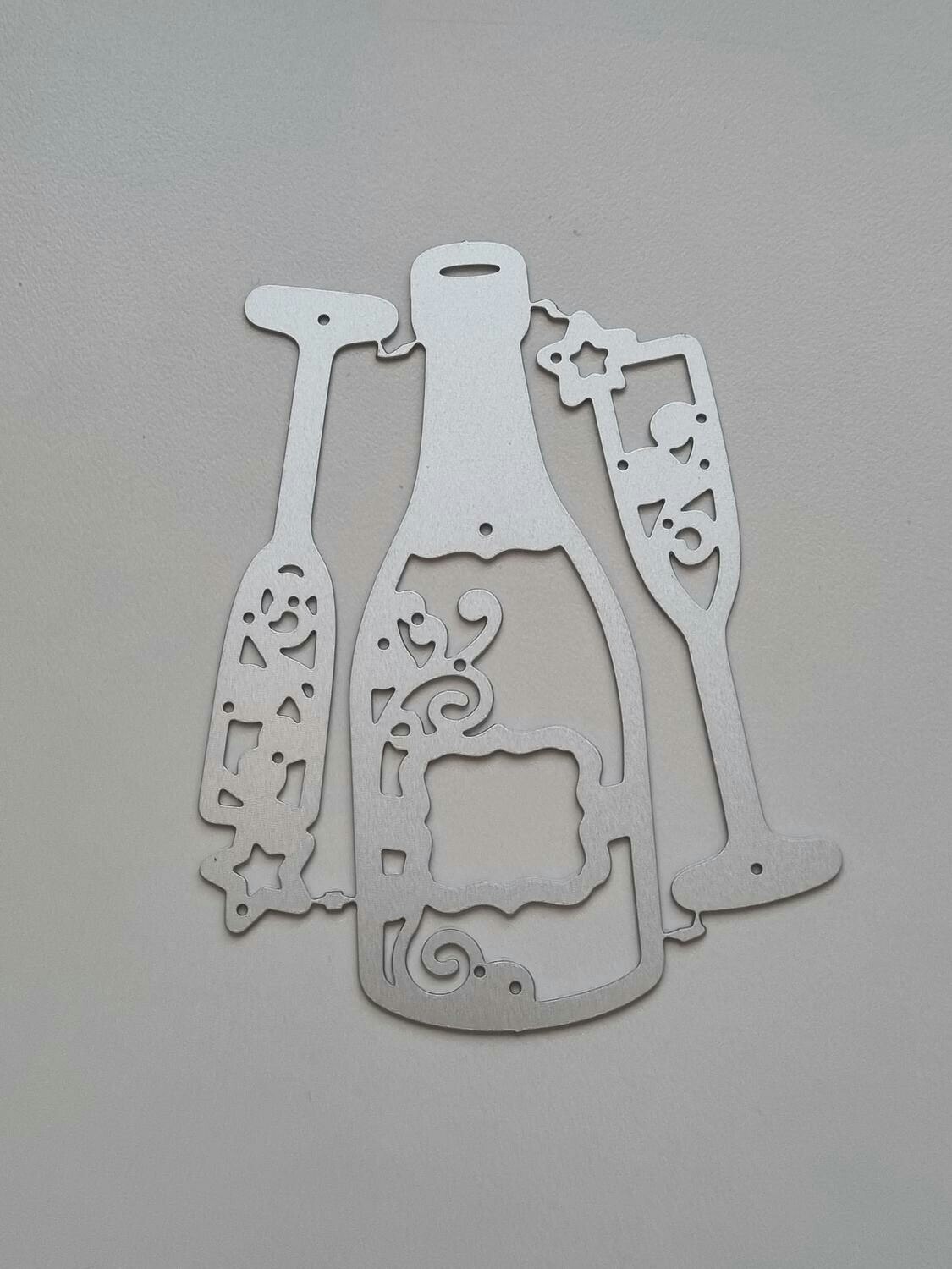Scrapbooking, dies, cutting dies (Champagneflaska och två glas)
