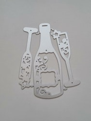 Scrapbooking, dies, cutting dies (Champagneflaska och två glas)
