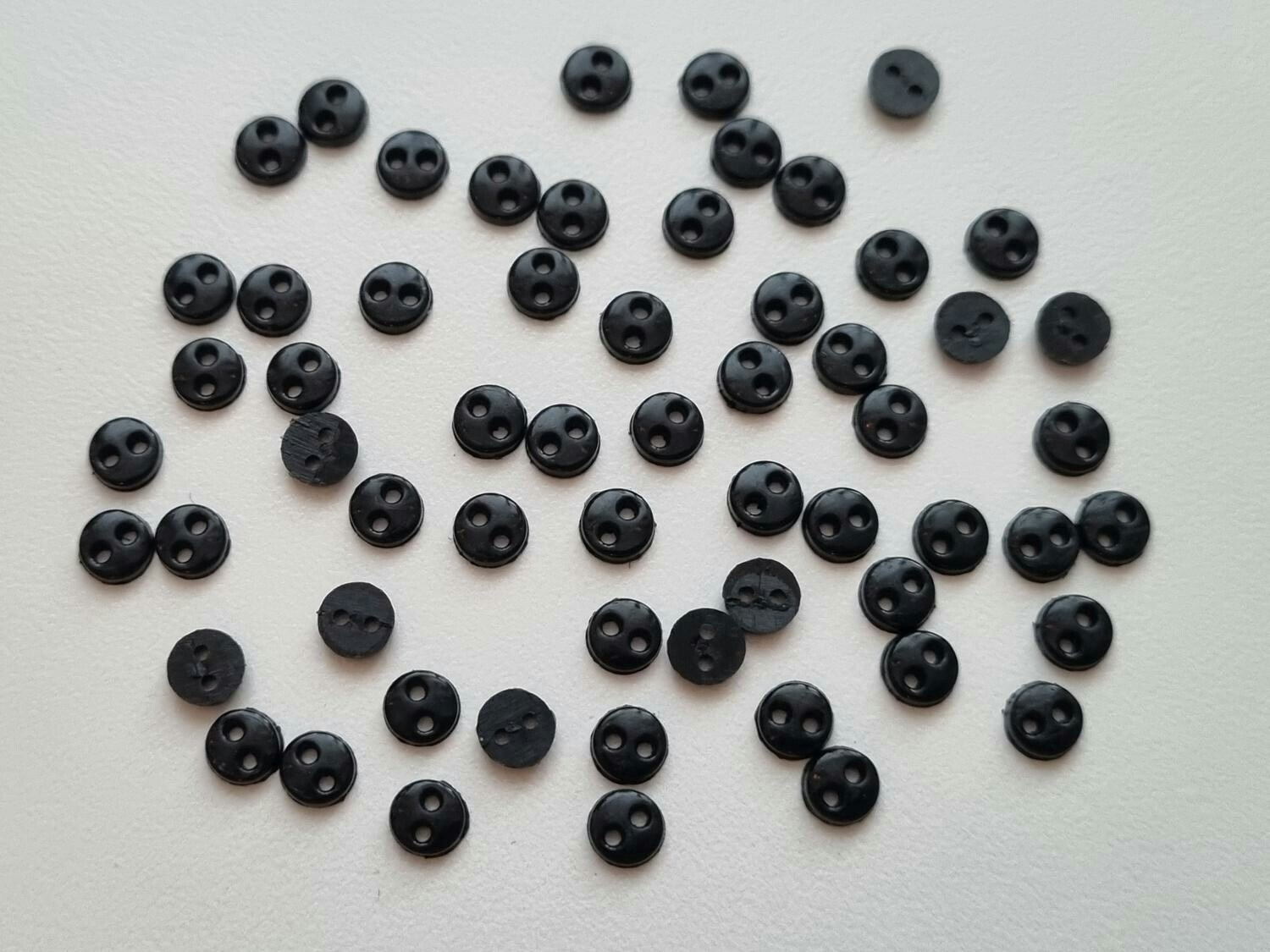 30 st svarta knappar / dockknappar miniatyrer (5 mm)
