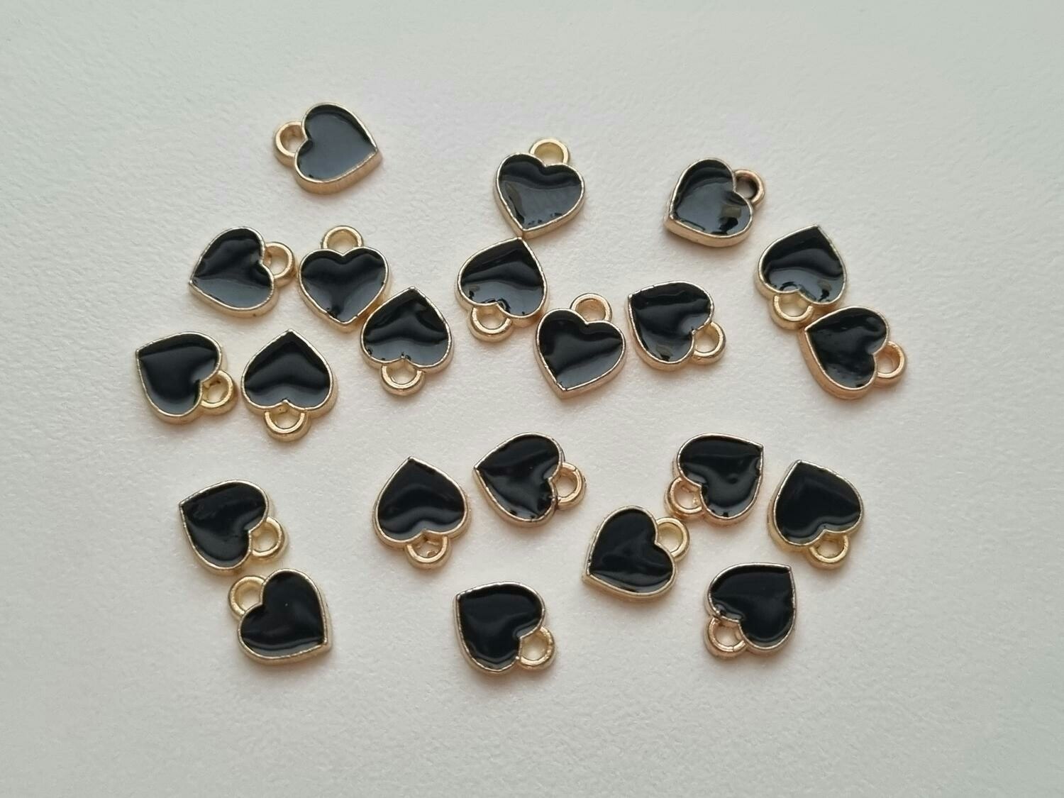Berlocker Charms Hjärtan 10 st (svarta)