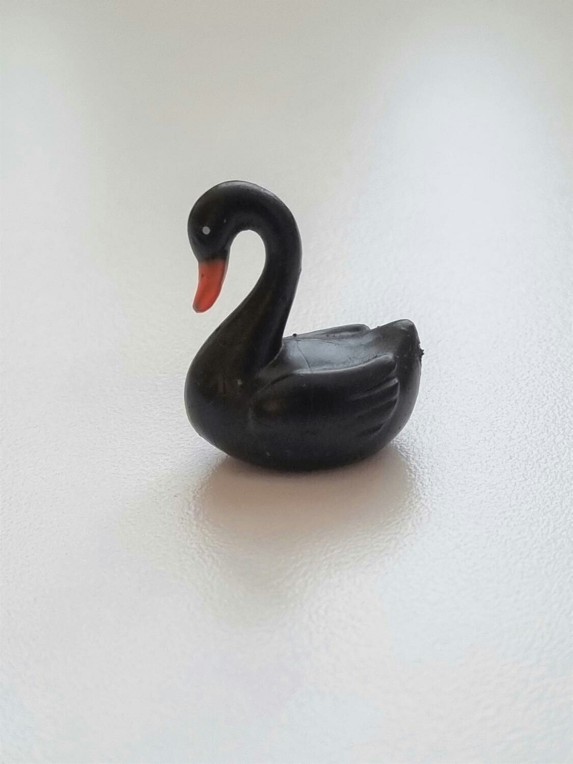 Handmålad svan, miniatyr, miniatyrsvan, minisvan (2,2 cm hög - Svart)