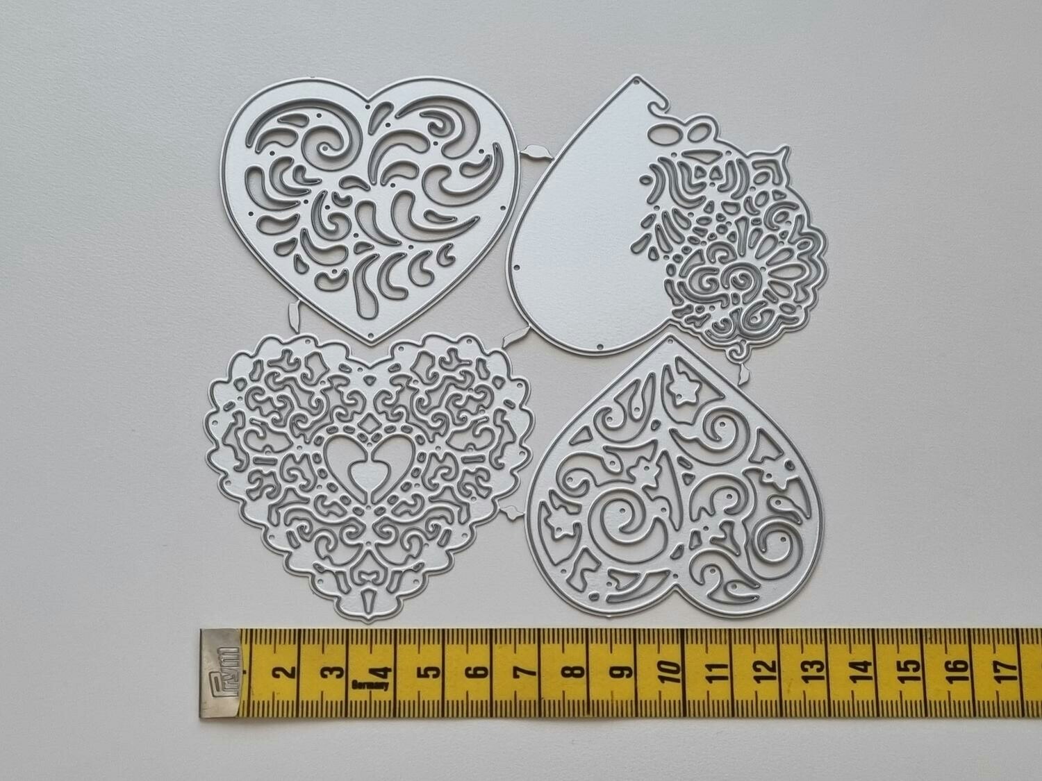 Scrapbooking, dies, cutting dies (hjärtan, 4 st)