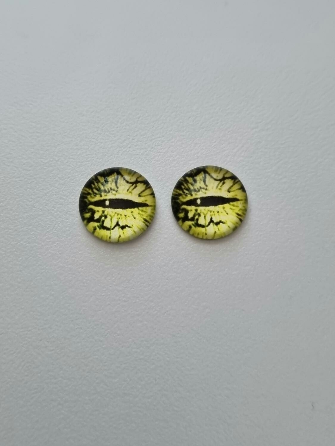 2 st drakögon kattögon i glas, glasinfattningar, cabochoner (12 mm)